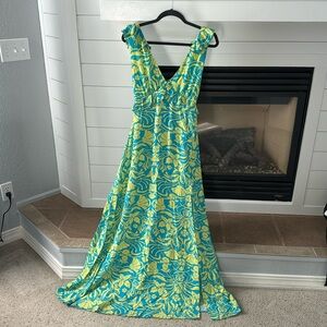 Dress Day Maxi in Blue and Yellow Floral